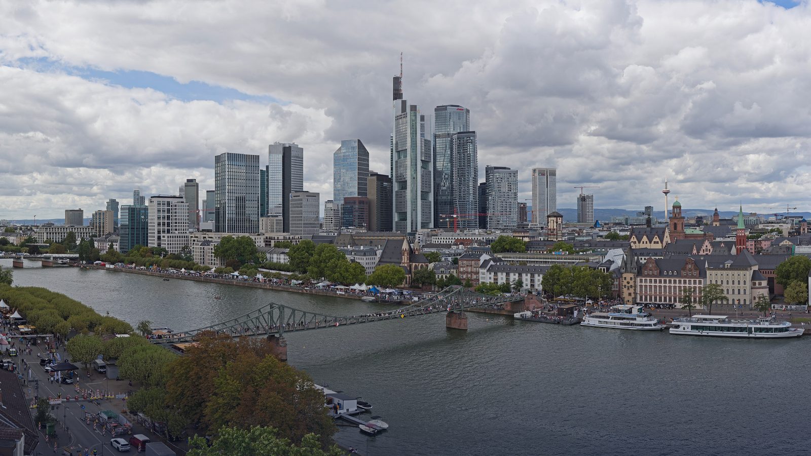 The Frankfurt skyline across the River Main