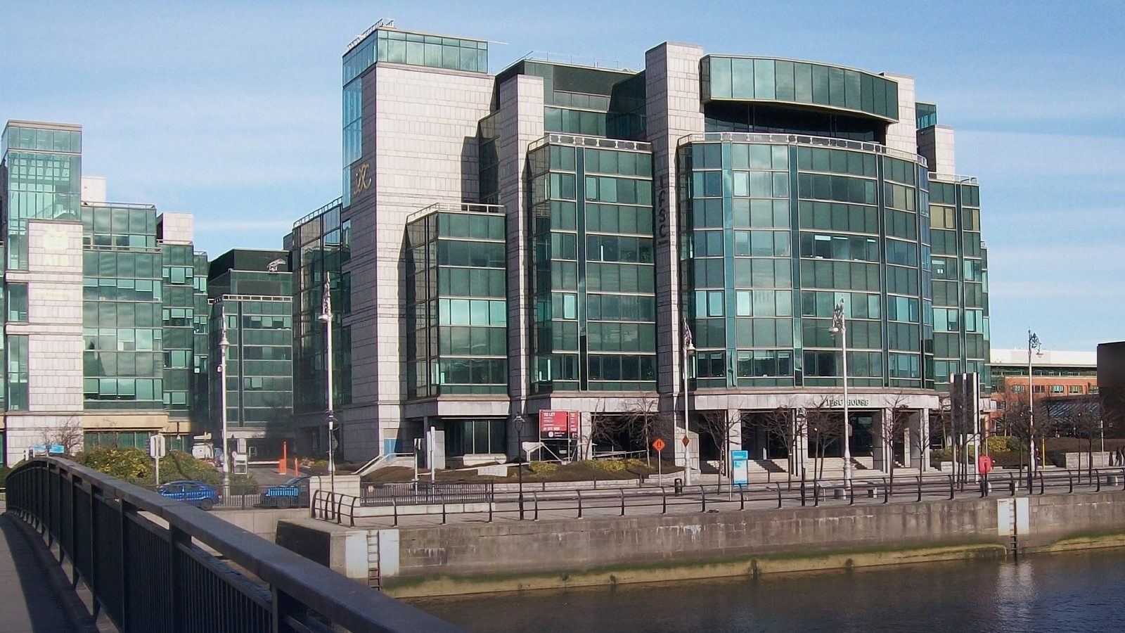 Office buildings of Dublin's International Financial Services Centre beside the River Liffey
