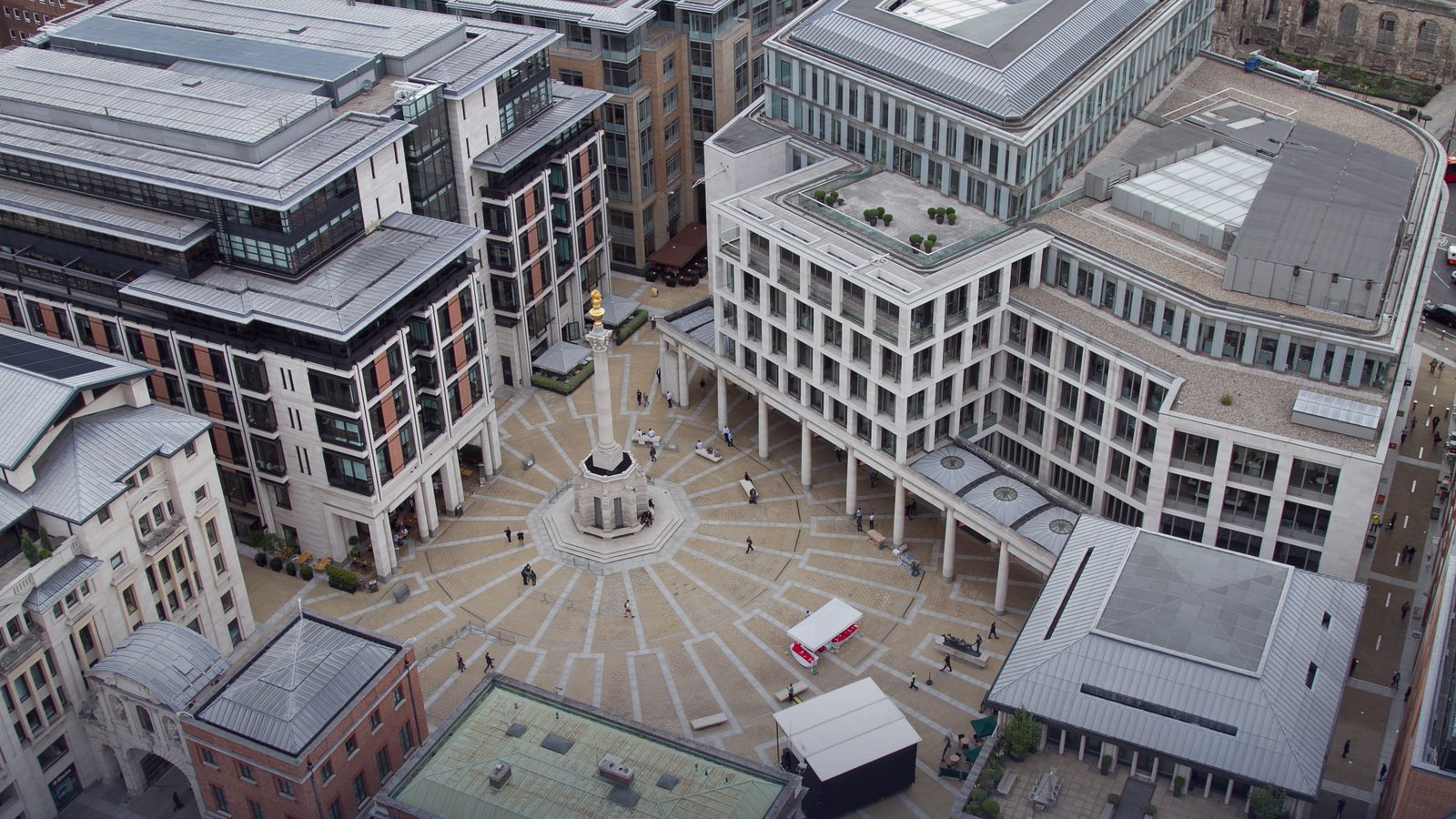 Paternoster Square, home of the London Stock Exchange, from above